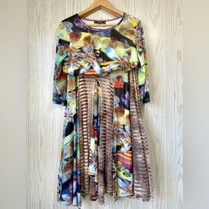 Calm Multicolored, Multi print, Artsy, BoHo, Unique, skirt and shirt set, size M